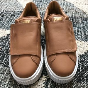 Puma Basket Platform Leather Slip On Sneakers